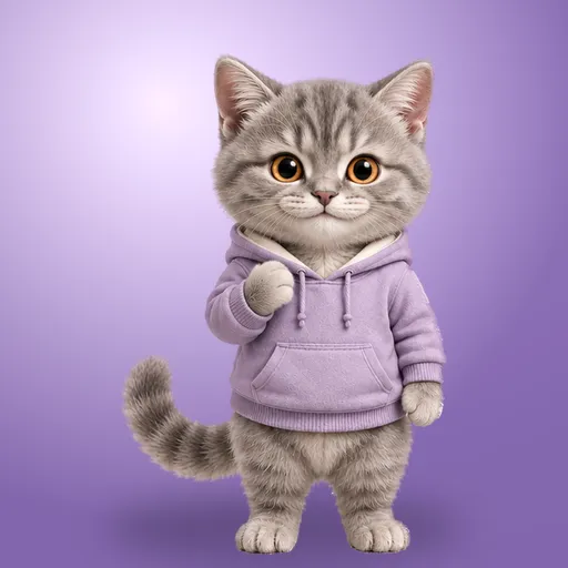 Goma, british shorthair, wearing a hoodie.